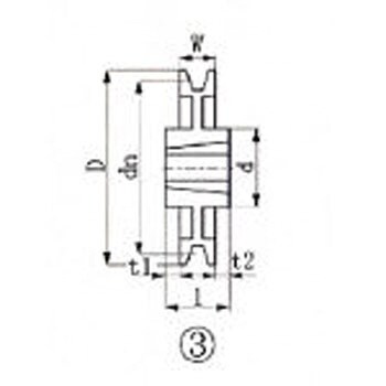 EVN ブッシングプーリー SPB 206mm 溝数3 SPB206-3 - 材料、部品